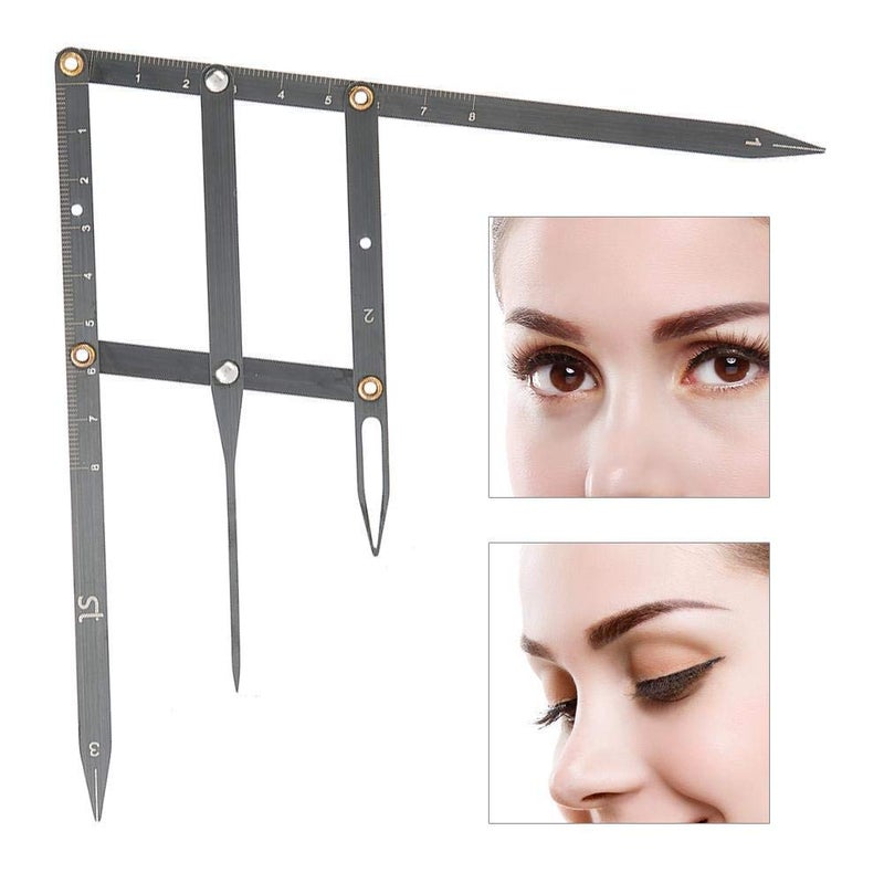 Salmue Eyebrow Ruler with Golden Ratio, Stainless Steel Tattoo Eyebrow Measuring Ruler Eyebrow Caliper, Flexible Semi Permanent Eyebrow Tattoo Designing Shaping Tools - Image 4